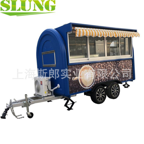 Factory direct sales tow hanging cake coffee cart with brake gourmet snack car barbecue spicy hot fruit car