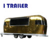Golden aluminum mobile breakfast car outdoor mobile dining car processing snack food truck