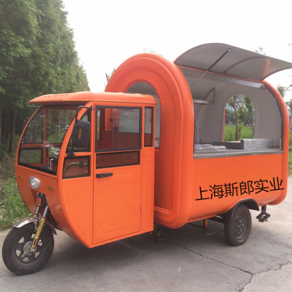 With cab electric three-wheeled snack car spicy hot Kandong boiled iron plate burning multi-functional mobile fast food car