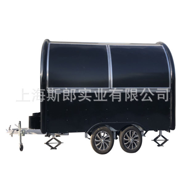 Export tractor snack truck mobile milk tea breakfast car black two-axis mobile fast food cart stall