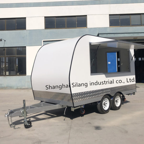 White new factory exports large trailer square motorhome lunch food truck subway mouth commercial street snack car